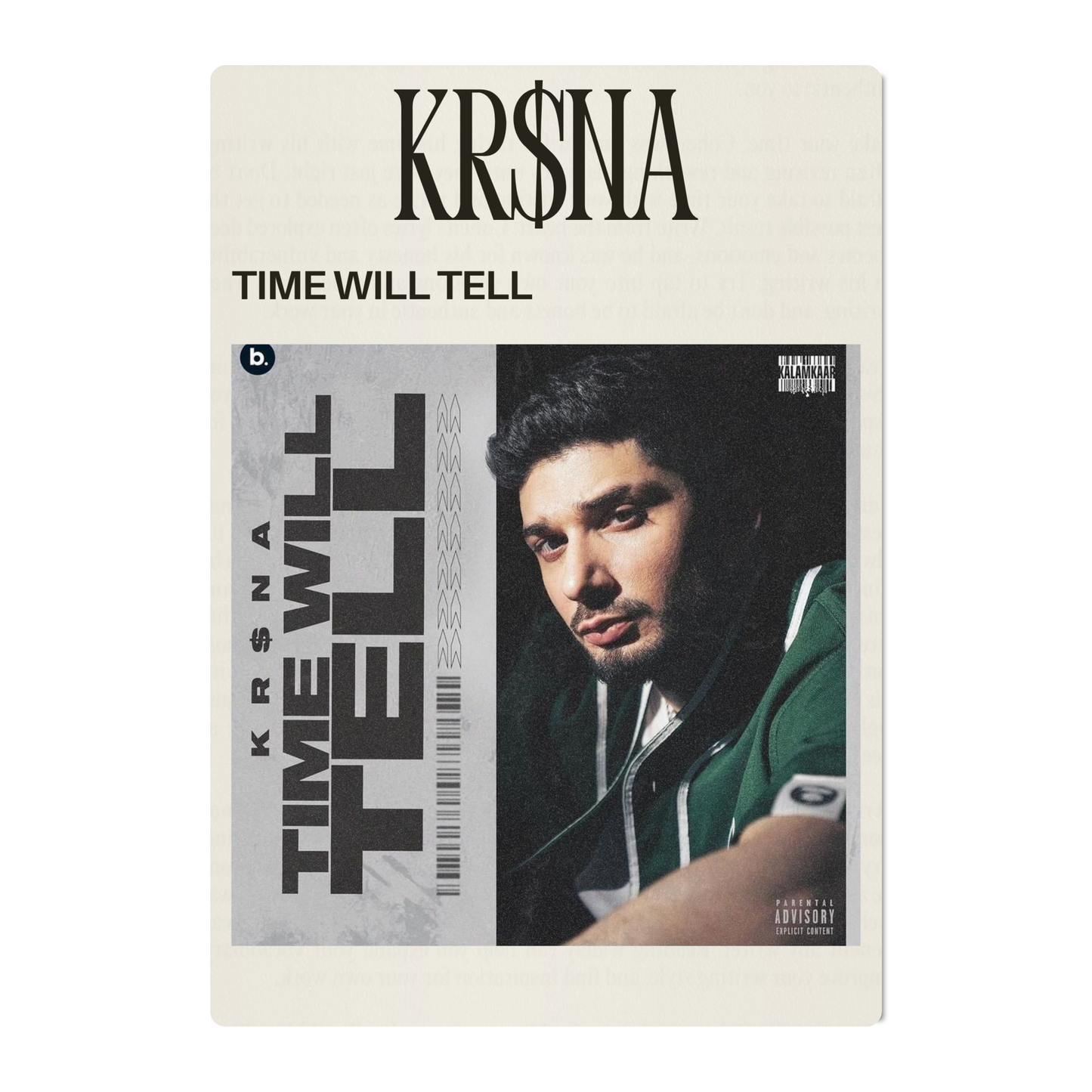 KR$NA – TIME WILL TELL POSTER